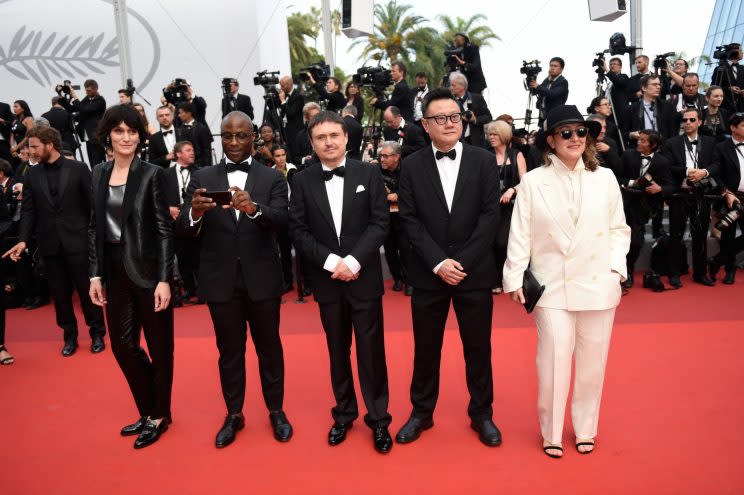 CANNES, FRANCE - MAY 25: Clotilde Hesme, Barry Jenkins, Cristian Mungiu, Eric Khoo and Athina Rachel Tsanga, the Cinefondation jury, attend the 