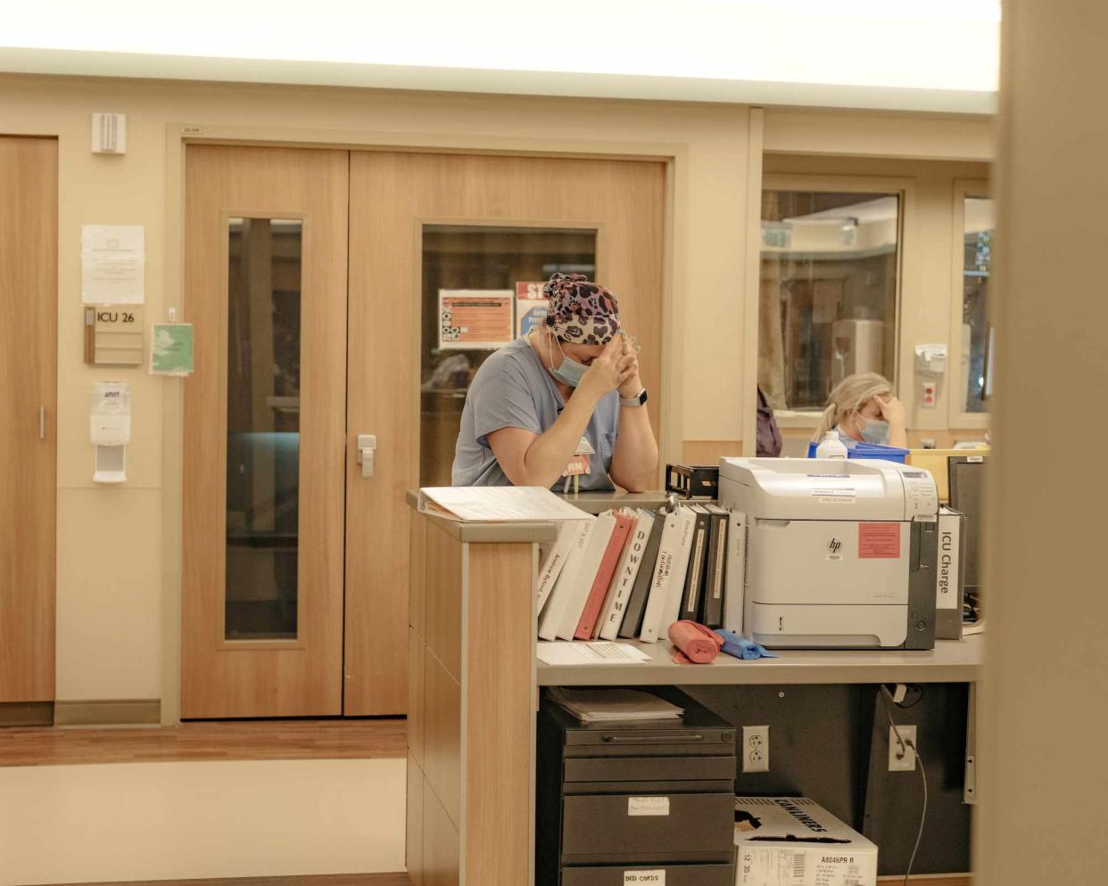 An image of two nurses in a hospital.