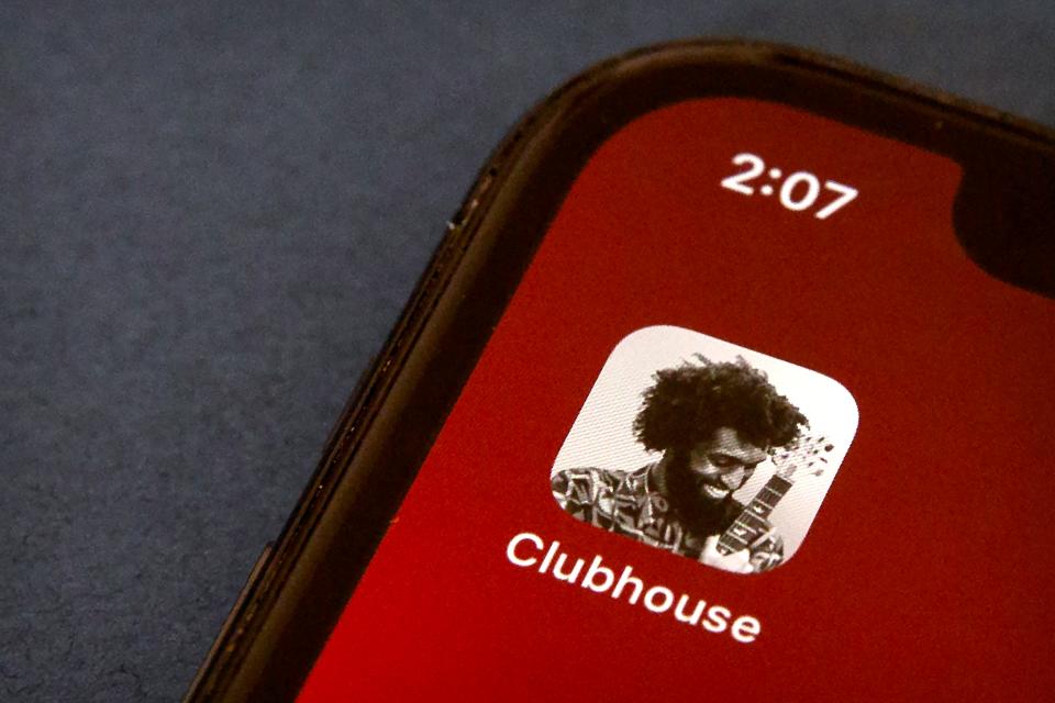 The icon for the social media app Clubhouse is seen on a smartphone screen in Beijing on Feb. 9, 2021.