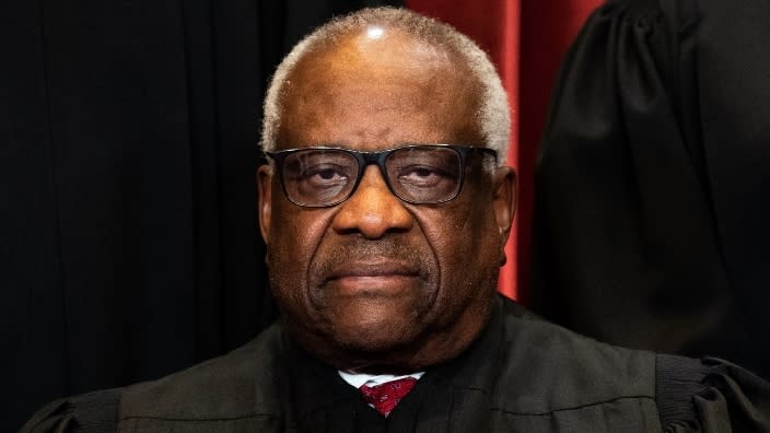 Associate Justice Clarence Thomas sits during a photo shoot of the justices at the Supreme Court in Washington, D.C. in April. (Photo: Erin Schaff-Pool/Getty Images)