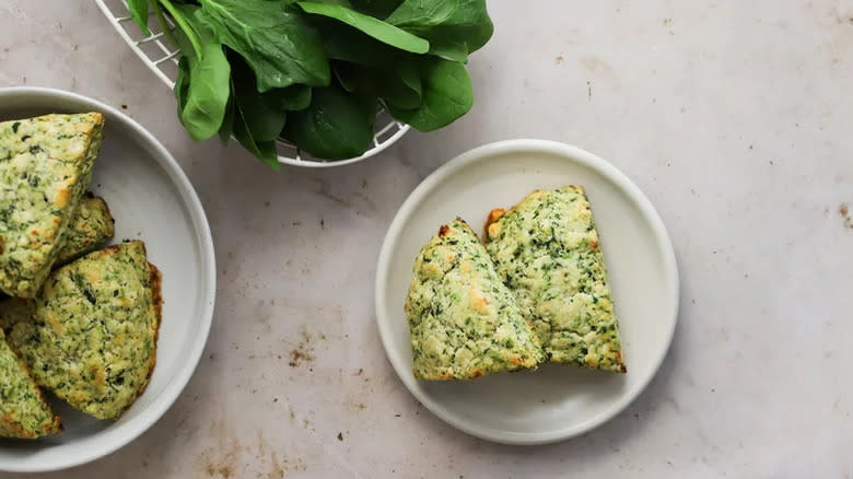 Savory scones with spinach