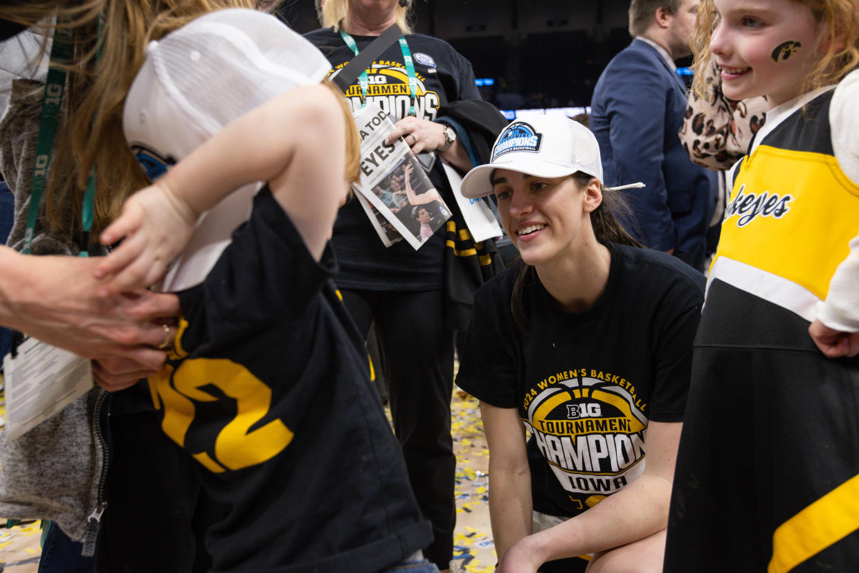 All eyes are on Caitlin Clark as the NCAA tournament tips off. (Bailey Hillesheim/Icon Sportswire via Getty Images)