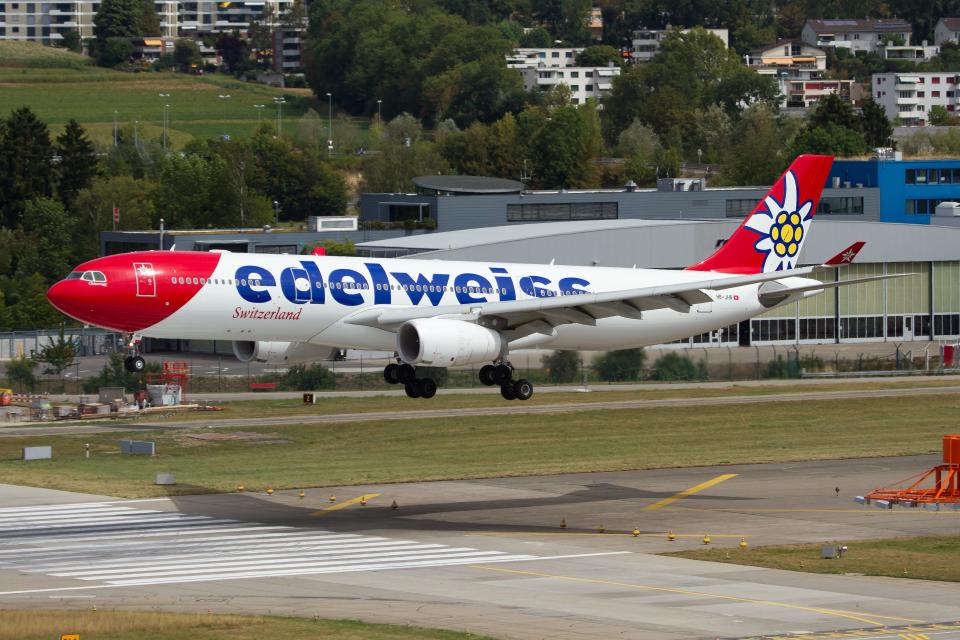 Edelweiss Air Airbus 330-300 landing at Zurich