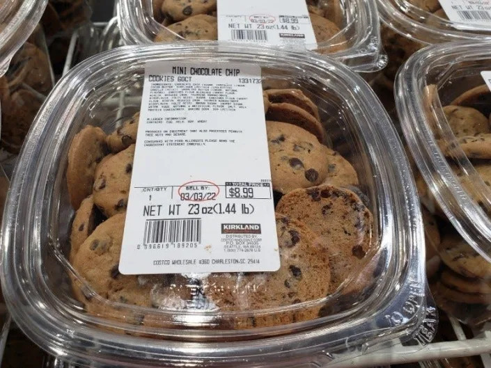 Clear package of kirkland's chocolate-chip cookies at costco