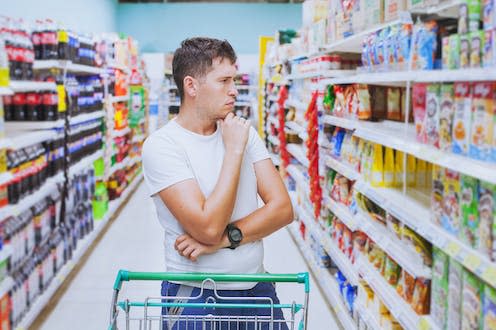 <span class="caption">Supermarket sweep.</span> <span class="attribution"><a class="link " href="https://www.shutterstock.com/image-photo/thoughtful-man-grocery-store-customer-thinking-531012568" rel="nofollow noopener" target="_blank" data-ylk="slk:Shutterstock/Song_about_summer;elm:context_link;itc:0;sec:content-canvas">Shutterstock/Song_about_summer</a></span>