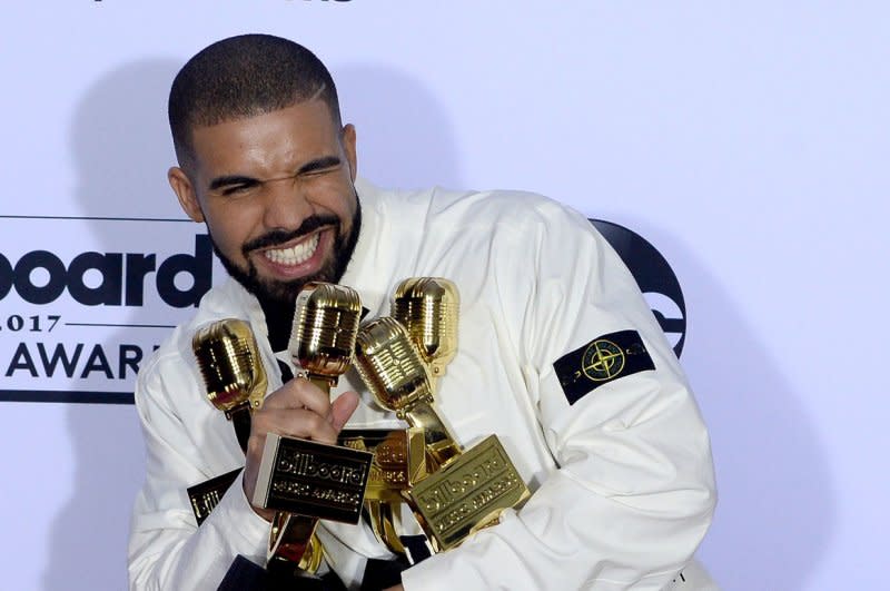 Drake attends the Billboard Music Awards in 2017. File Photo by Jim Ruymen/UPI