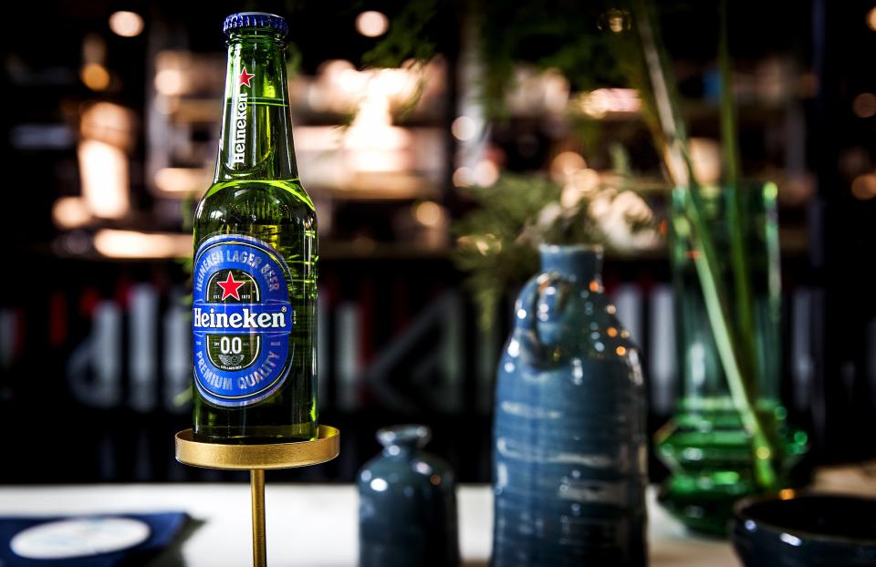 A bottle of Dutch brewing giant Heineken's first alcohol-free beer, called Heineken 0.0, is pictured on March 3, 2017 i Amsterdam. / AFP PHOTO / ANP / Koen van Weel / Netherlands OUT        (Photo credit should read KOEN VAN WEEL/AFP/Getty Images)