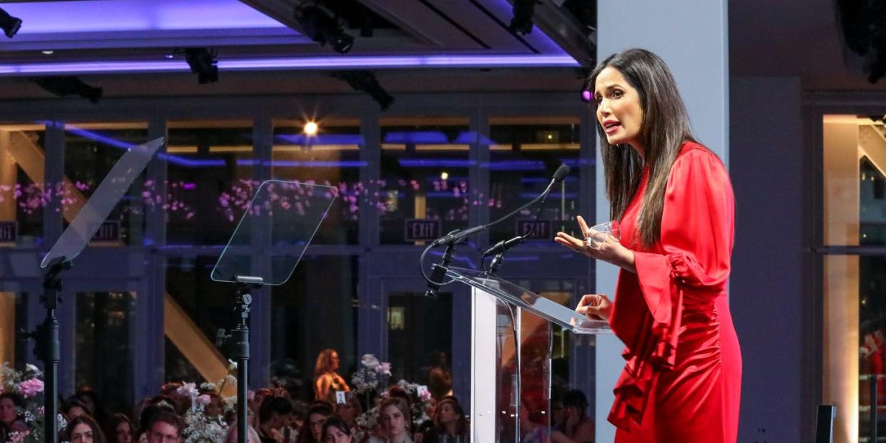 padma lakshmi giving a speech