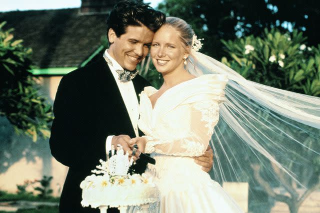 <p>CBS / courtesy Everett </p> Michael Damian and Lauralee Bell on 'The Young and the Restless' in 1990.