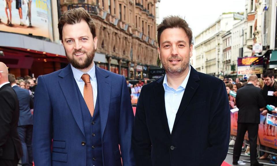 Inbetween days ... Damon Beesley and Iain Morris at the world premiere of the second film in 2014.