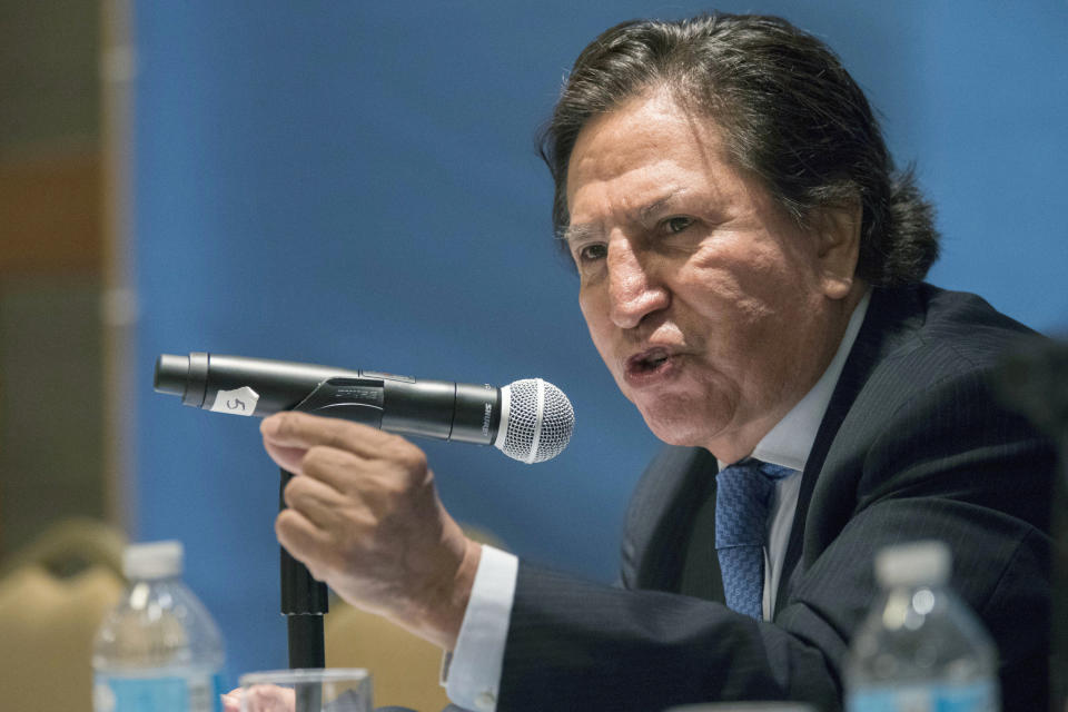 En esta imagen del 24 de mayo de 2018, el expresidente peruano Alejandro Toledo durante un discurso en Naciones Unidas. (AP Foto/Mary Altaffer, Archivo)