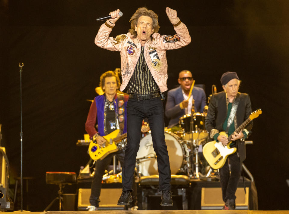Ronnie Wood, Mick Jagger and Keith Richards of The Rolling Stones at SoFi Stadium - Credit: Christopher Polk / Variety