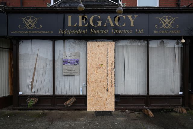 <p>PAUL ELLIS/AFP via Getty</p> A picture shows a branch of Legacy Independent Funeral Directors in Hull.