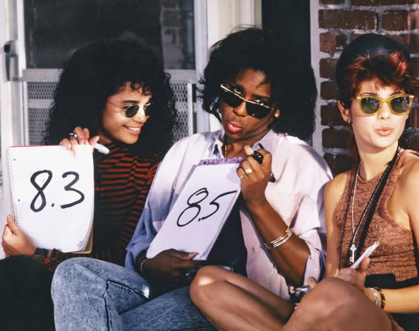 A DIFFERENT WORLD — Pictured: (l-r) Lisa Bonet as Denise Huxtable, Dawnn Lewis as Jaleesa Vinson Taylor, Marisa Tomei as Maggie Lauten (Photo by Ron Tom/NBCU Photo Bank/NBCUniversal via Getty Images via Getty Images)