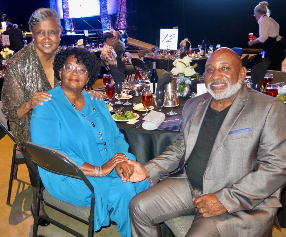 Mona Smith with patient Lynette Moye and husband James Moye at the LSUHS "Evening for Healers" on August 31, 2023.