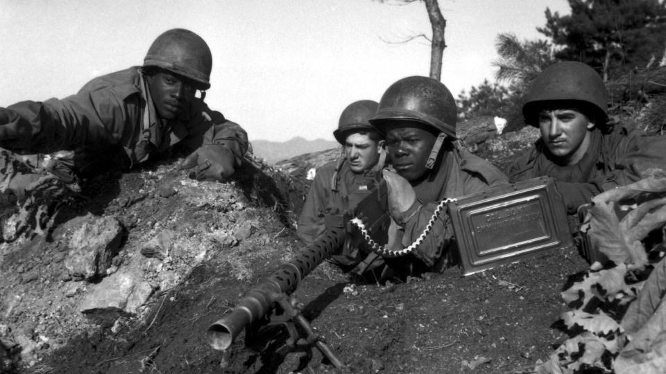 Desegregated troops in the Korean War.  / Credit: National Archives