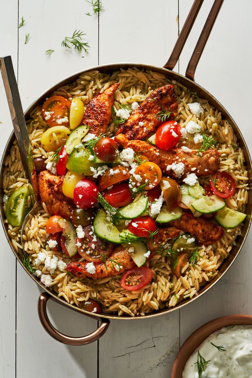 onepot shawarma chicken orzo skillet