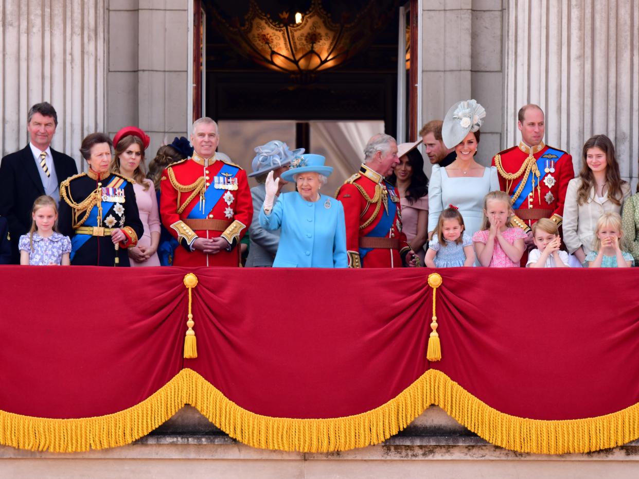 The royal family on the balcony of Buckingham Palace at Trooping the Color 2018.