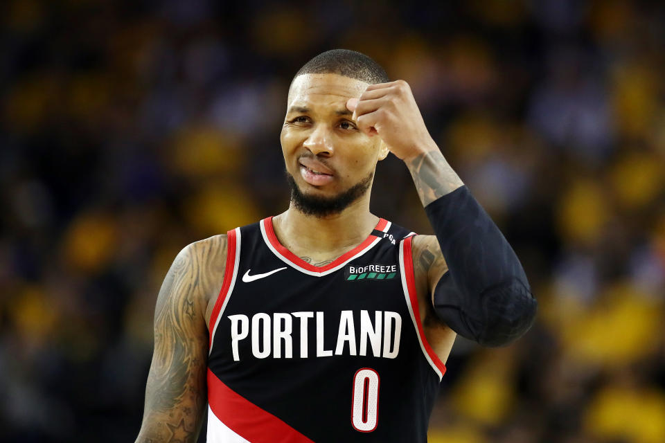 Damian Lillard couldn't find much room to operate on Tuesday. (Getty)