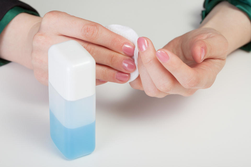 Nail polish remover can dissolve super glue. Keep this in mind the next time an errant drop dries on your skin.