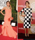 Why’d she do it? Jessica Alba nailed it on the Globes red carpet on Sunday in a strapless, coral gown – but she made a major misstep when she changed into less-fitted, black-and-white checkered Louis Vuitton. Let’s blame her stylist Brad Goreski. (Didn’t Rachel Zoe teach him anything?)