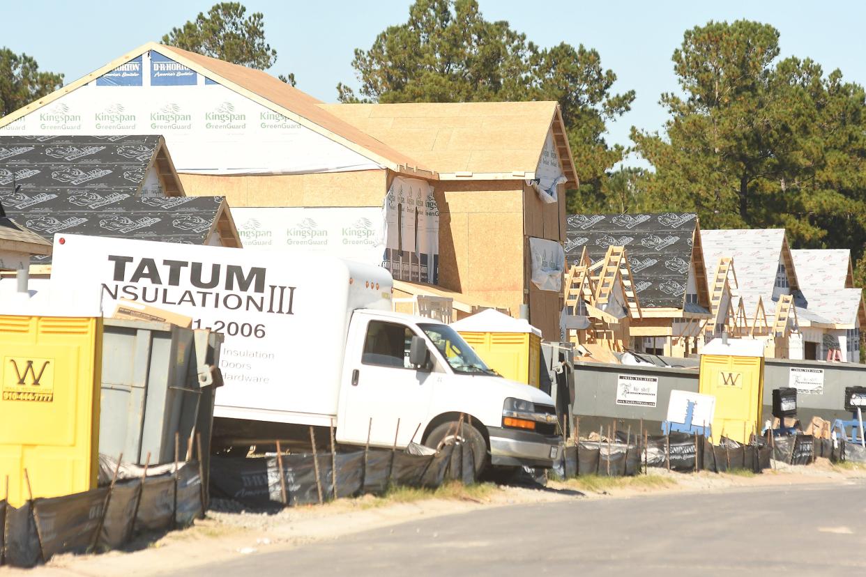 New homes under construction in the Mallory Creek area in November. It's one of many Brunswick neighborhoods growing to accommodate a surge in population.