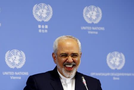 Iranian Foreign Minister Mohammad Javad Zarif addresses a news conference at the United Nations building in Vienna, Austria, January 16, 2016. REUTERS/Leonhard Foeger