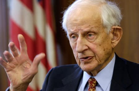 FILE PHOTO - Manhattan District Attorney Robert Morgenthau speaks during an interview in his office in New York