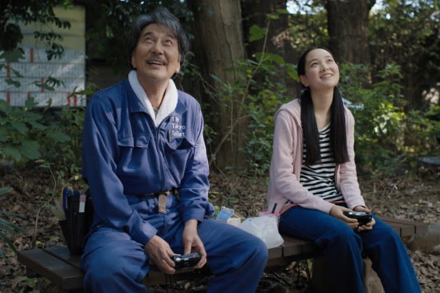 Kōji Yakusho and Arisa Nakano in 'Perfect Days.' - Credit: Neon