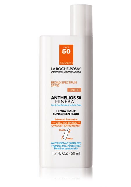 <p><b>Active Ingredients:</b> 6% Titanium Dioxide and 5% Zinc Oxide <br>This powerful sunscreen fluid is incredibly lightweight and completely invisible when applied. You won’t have that heavy feeling on your skin that comes with lathering on sunscreen, instead you will only have softer skin. It’s hard to believe something so light could be so powerful, but it provides broad spectrum protection that holds up that makes it a favorite with beauty editors.<br><br><a rel="nofollow noopener" href="http://www.laroche-posay.us/anthelios-50-mineral-883140000907.html" target="_blank" data-ylk="slk:La Roche-Posay Anthelios Mineral SPF 50" class="link rapid-noclick-resp">La Roche-Posay Anthelios Mineral SPF 50</a> ($33.50)</p>