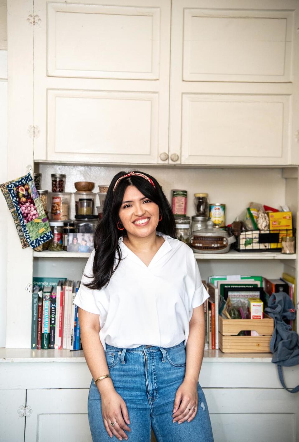 Food writer and online cooking instructor, Karla Vasquez, inside her kitchen