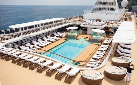 The pool deck on Seven Seas Explorer - Credit: Regent Seven Seas