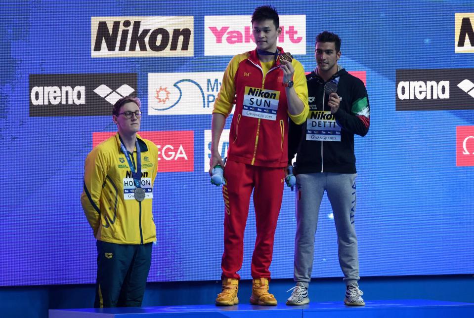 Mack Horton and Sun Yang in 2019.