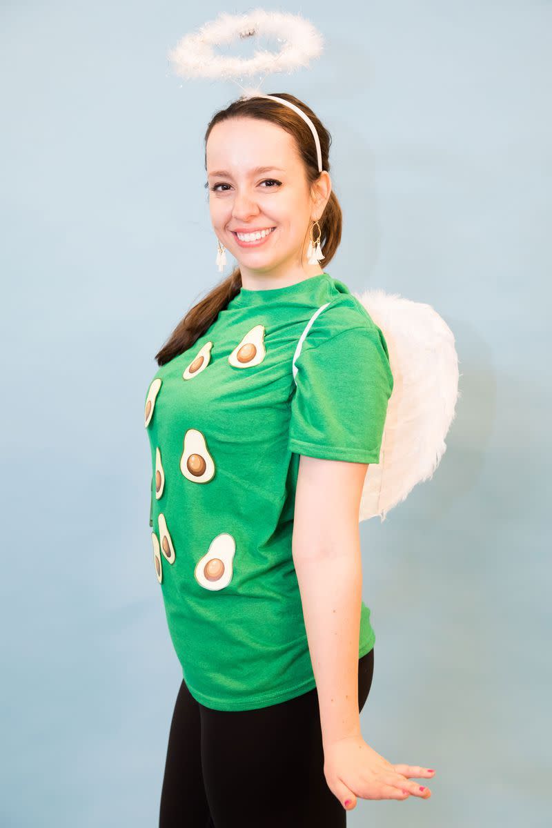 <p>This avo-dorable combination is both heavenly and delicious. Just print out avocado illustrations you find online and stick 'em to a green shirt. Add angel wings and a halo to complete the look. </p>