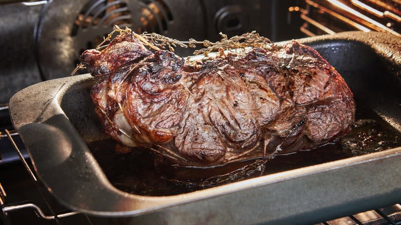 Roast beef in oven