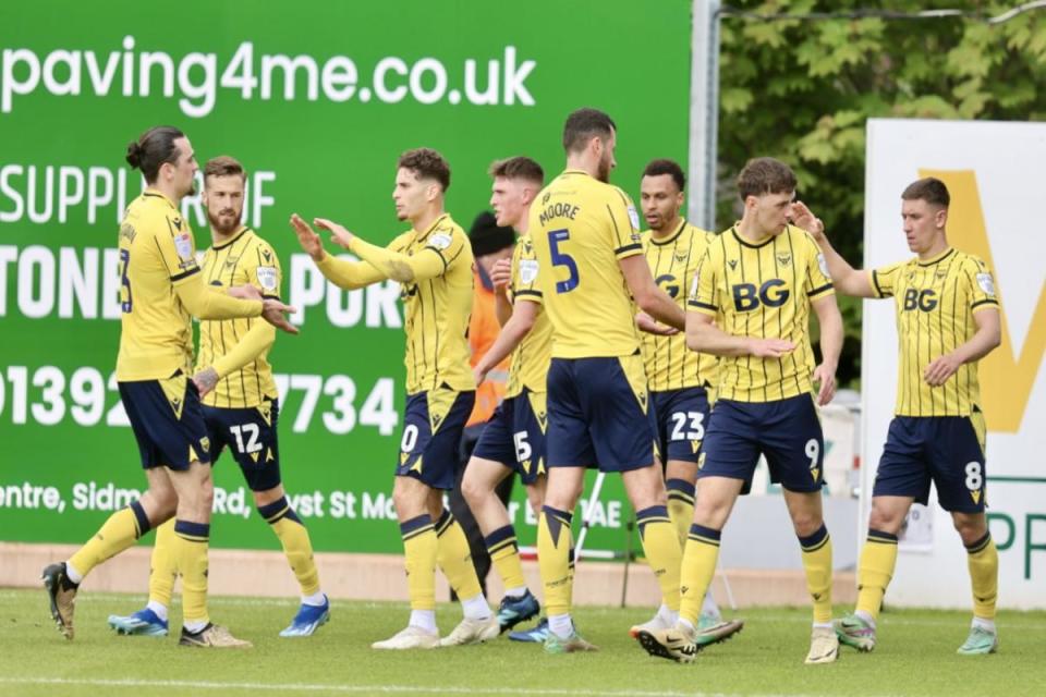 Oxford United celebrate against Exeter City <i>(Image: Steve Edmunds)</i>