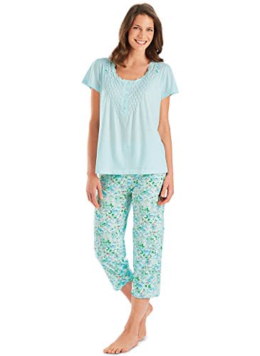 Smocked-Top Pajamas & Capris, Mint