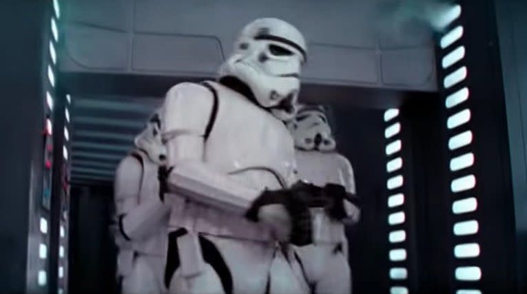 The stormtrooper hitting his head in 'Star Wars'