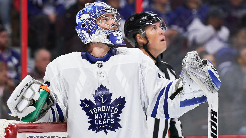 Jack Campbell did all he could to keep the Leafs in this one. (Jana Chytilova/Freestyle Photography/Getty Images)
