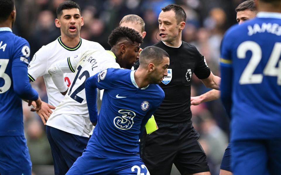 Chelsea's Hakim Ziyech avoids being sent off against Tottenham - Richard Sellers/Getty Images Europe