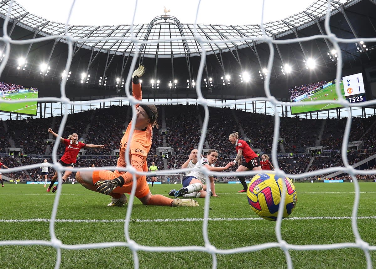 Molly Bartrip of Tottenham Hotspur scores an own goal during the FA Women's Super League match (The FA via Getty Images)