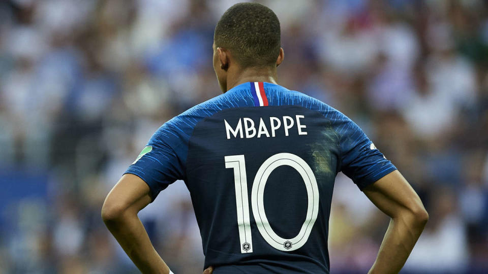 MOSCOW, RUSSIA - JULY 15:  Kylian Mbappe of France looks on during the 2018 FIFA World Cup Russia Final between France and Croatia at Luzhniki Stadium on July 15, 2018 in Moscow, Russia.  (Photo by Quality Sport Images/Getty Images)