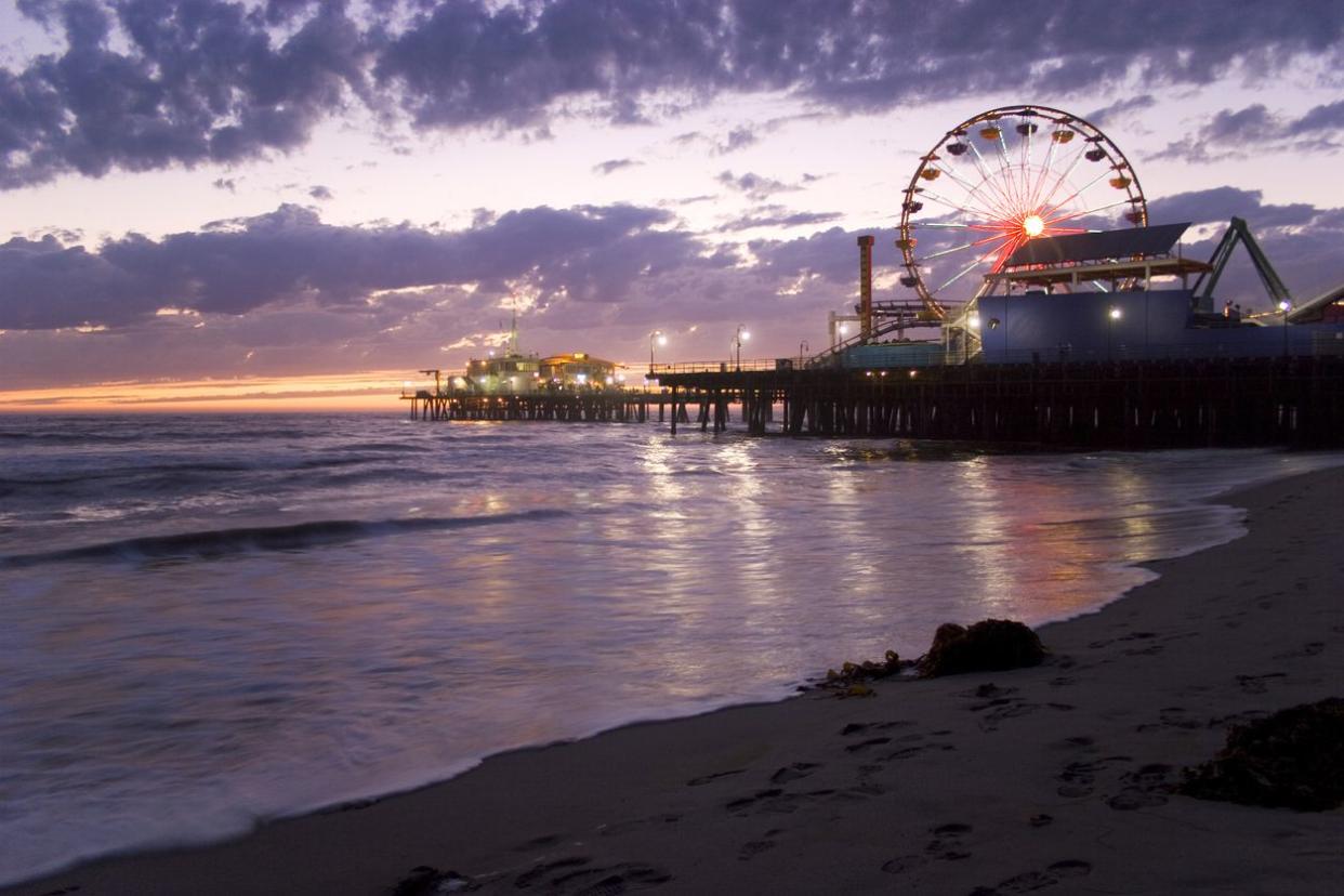 Santa Monica Pier during a beautiful California sunset