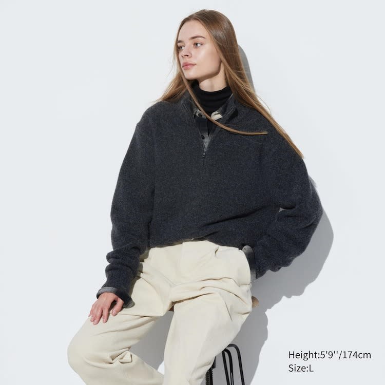 Souffle Yarn Long Sleeve Half-Zip Sweater. (Photo: Uniqlo SG)