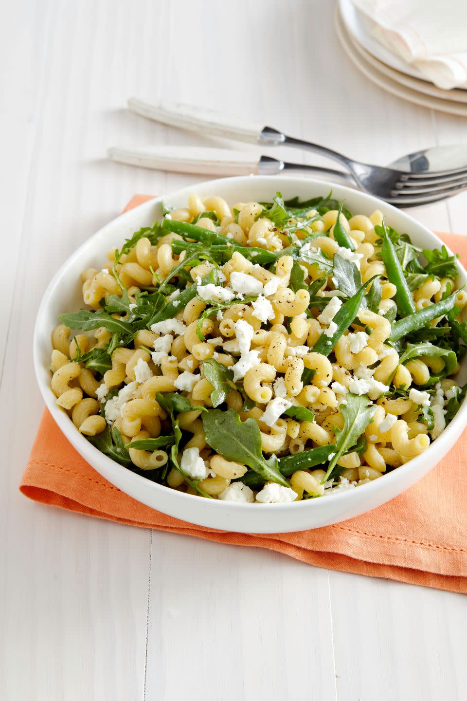 Lemony Pasta Salad with Green Beans and Arugula