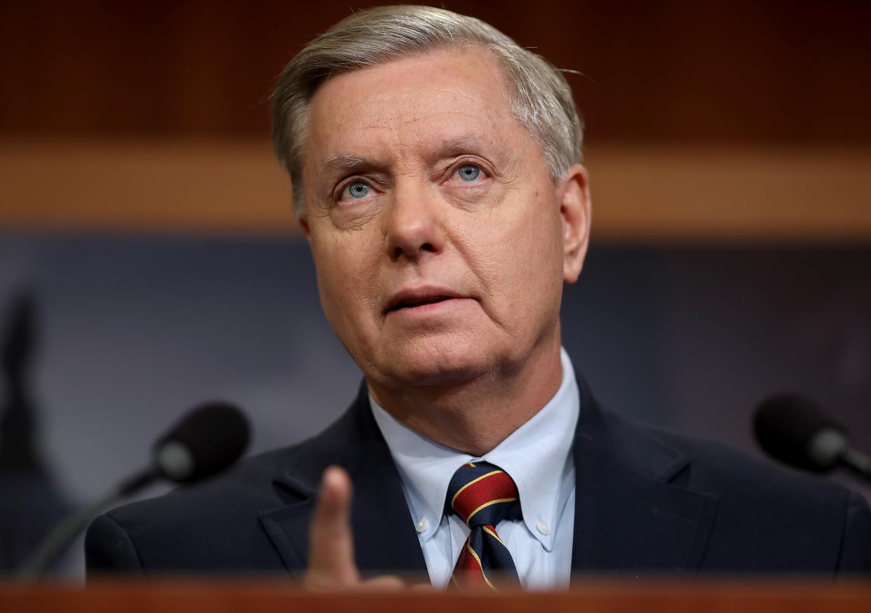 Arizona’s secretary of state has denied Lindsey Graham’s claim he spoke to her as the row over voter fraud intensified (Getty Images)