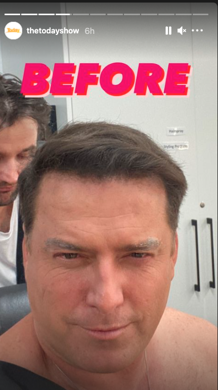 Karl Stefanovic in the makeup chair