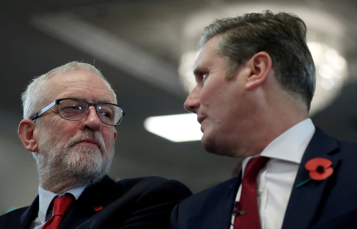 Frenemies: Corbyn Starmer attend an election campaign meeting in 2019 (Reuters)