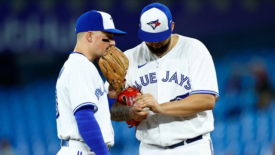 Toronto Blue Jays third-baseman Matt Chapman has been pivotal to the team's defensive success this season, both with his glove and his leadership. (Getty Images)