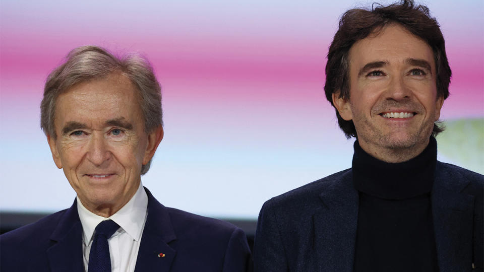 Bernard Arnault and his son Antoine at the Life 360 Summit on biodiversity in Paris in December.